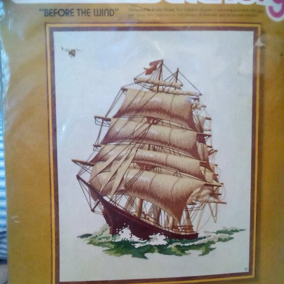 Vintage Sunset Stitchery Crewel Kit BEFORE THE WIND by Eileen Violet NIP - Picture 4 of 6